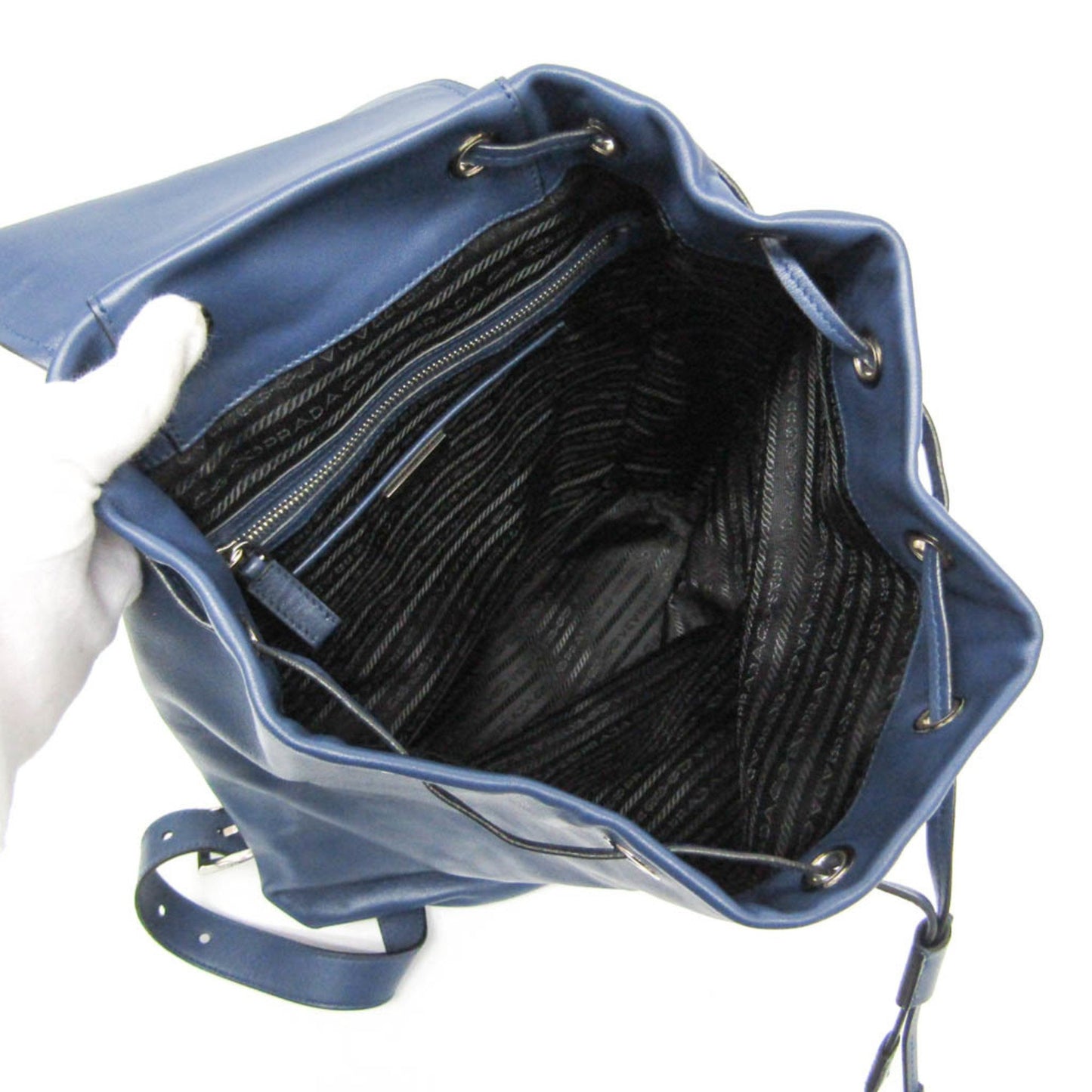 Prada, Blue, Leather, backpack