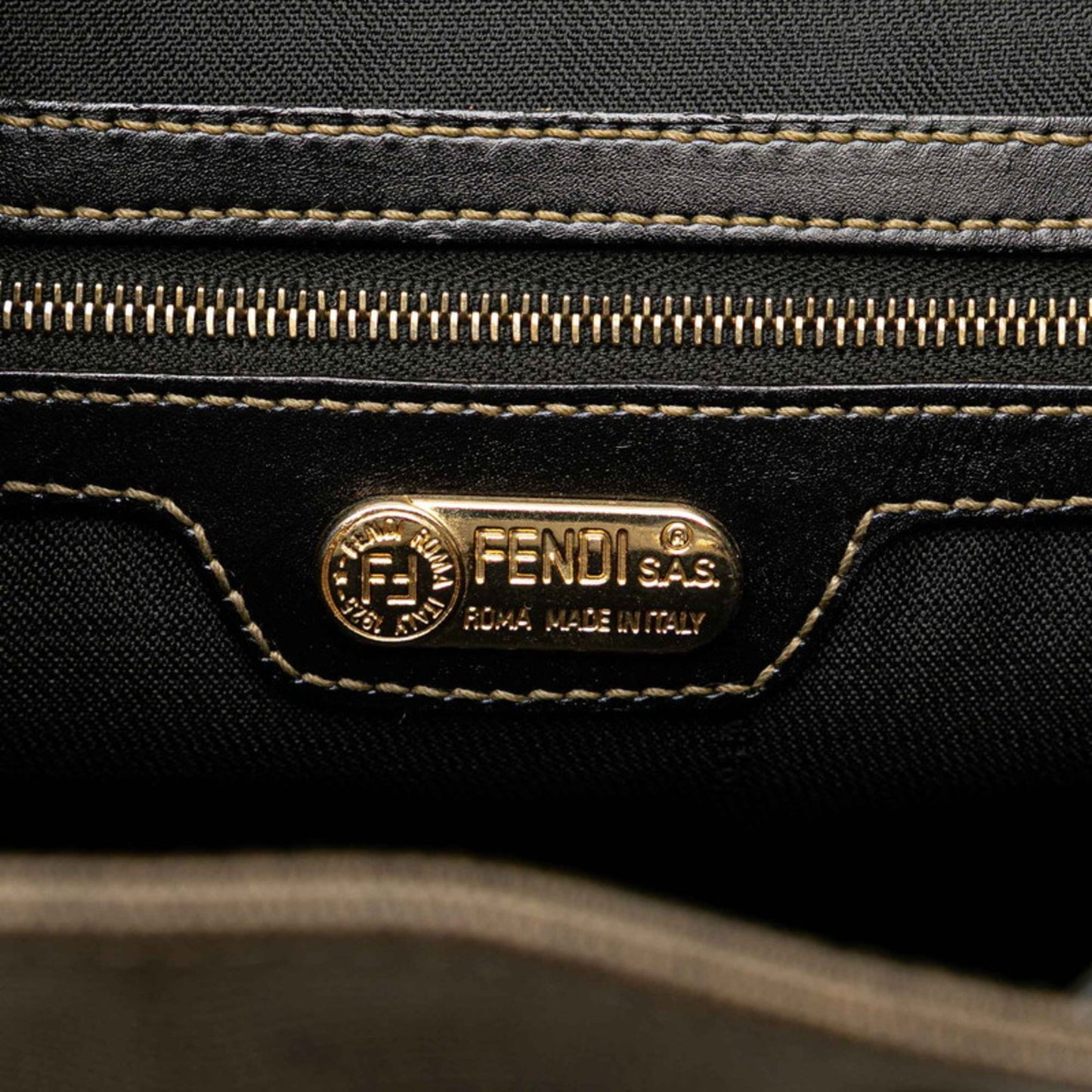 Fendi Zucchino, Grey, Canvas, backpack