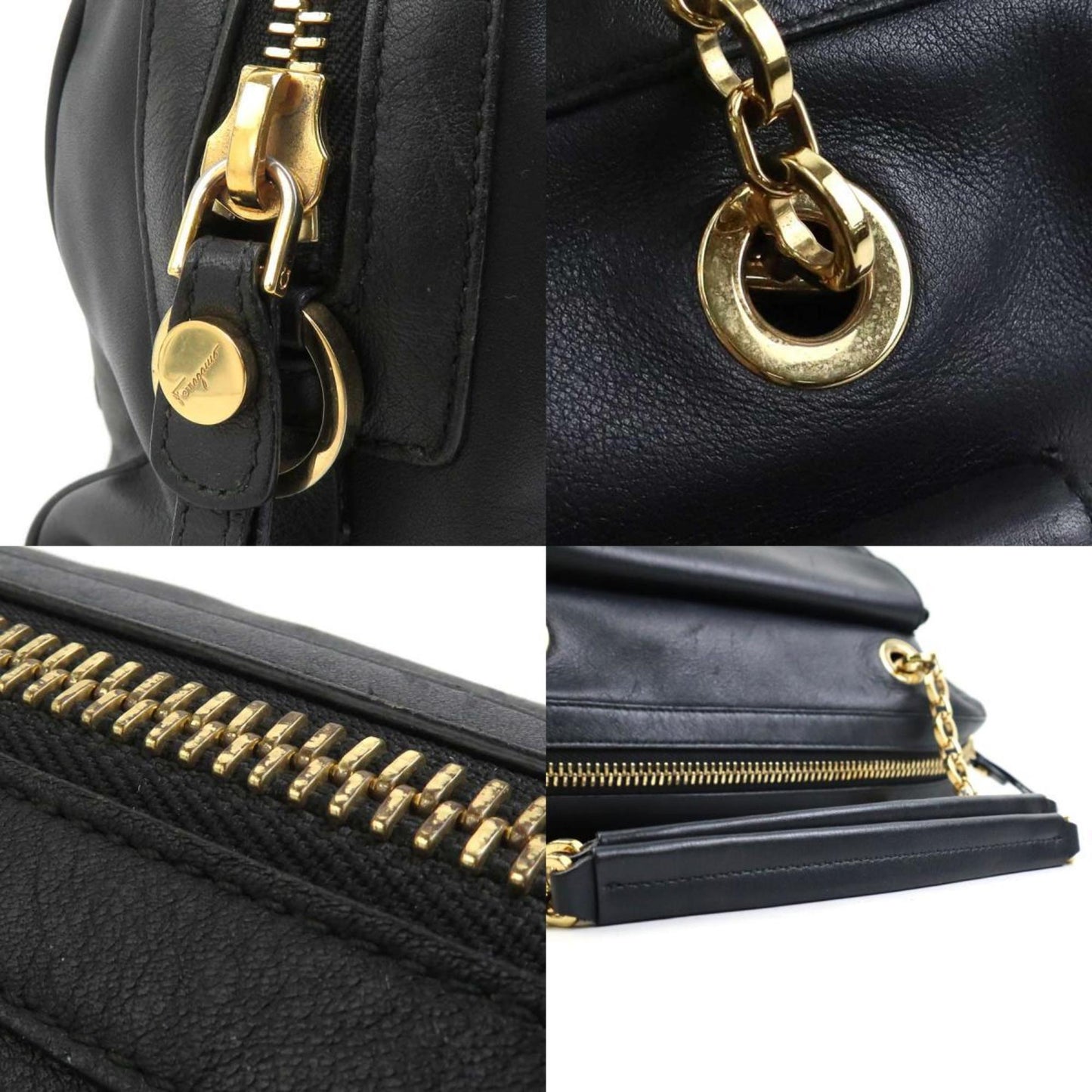 Salvatore Ferragamo, Black, Leather, handbag