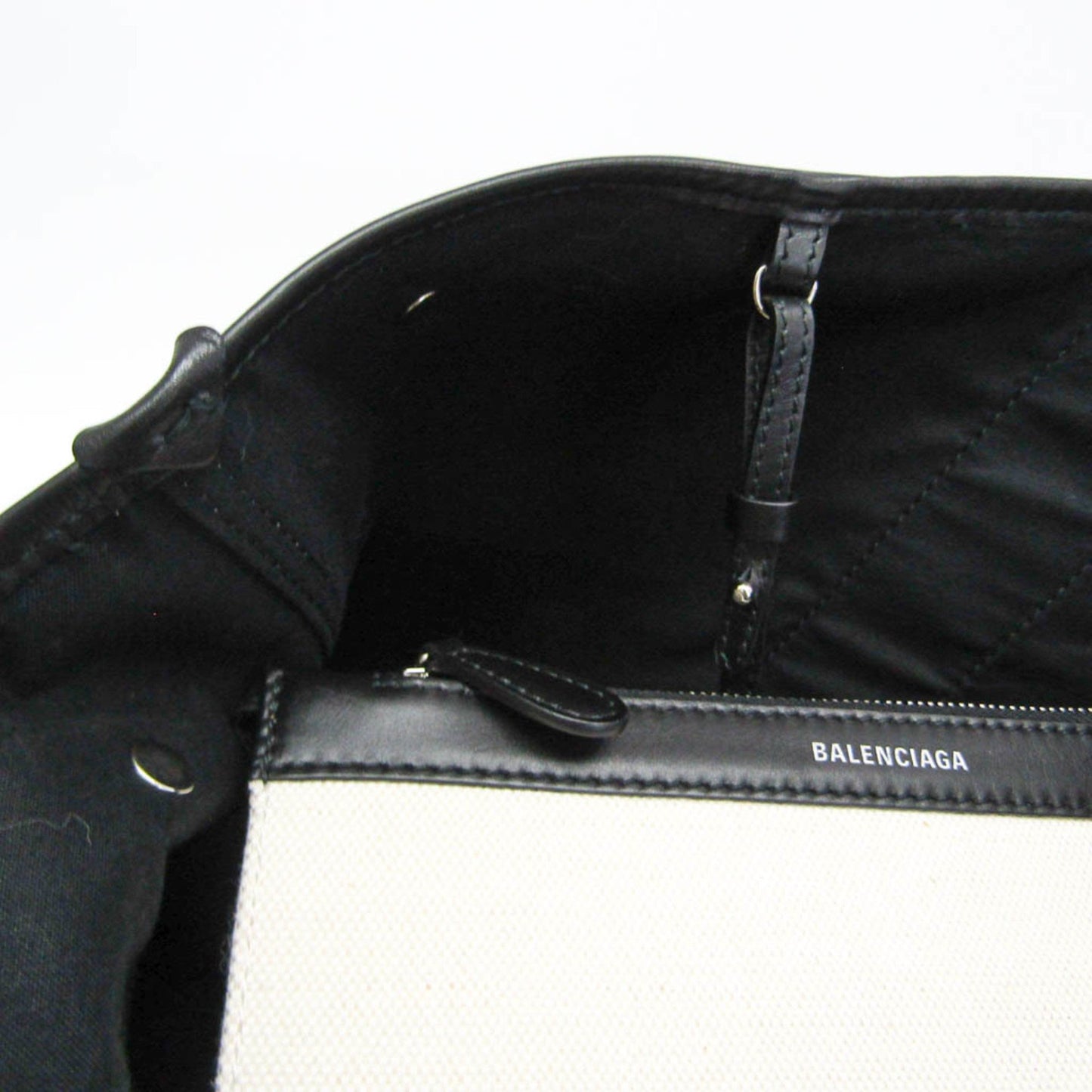 Balenciaga Navy Cabas, White, Canvas, tote