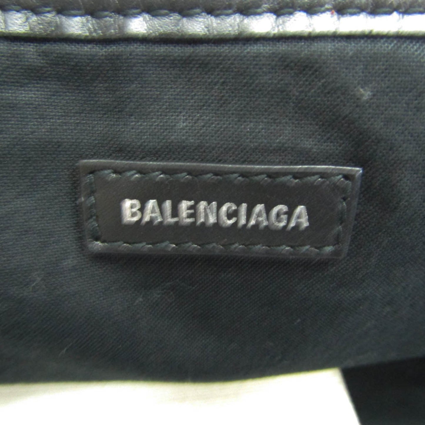 Balenciaga Navy Cabas, White, Canvas, tote