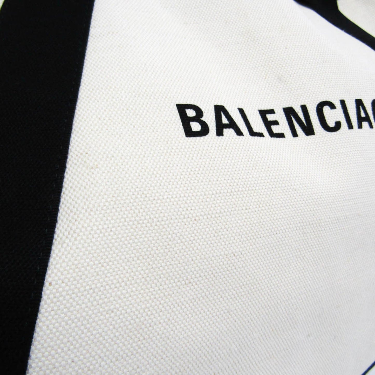 Balenciaga Navy Cabas, White, Canvas, tote
