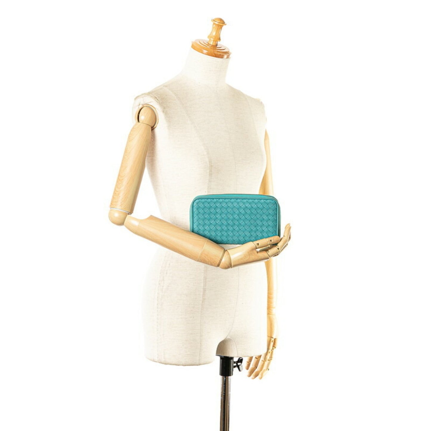 Bottega Veneta Intrecciato, Turquoise, Leather, wallet