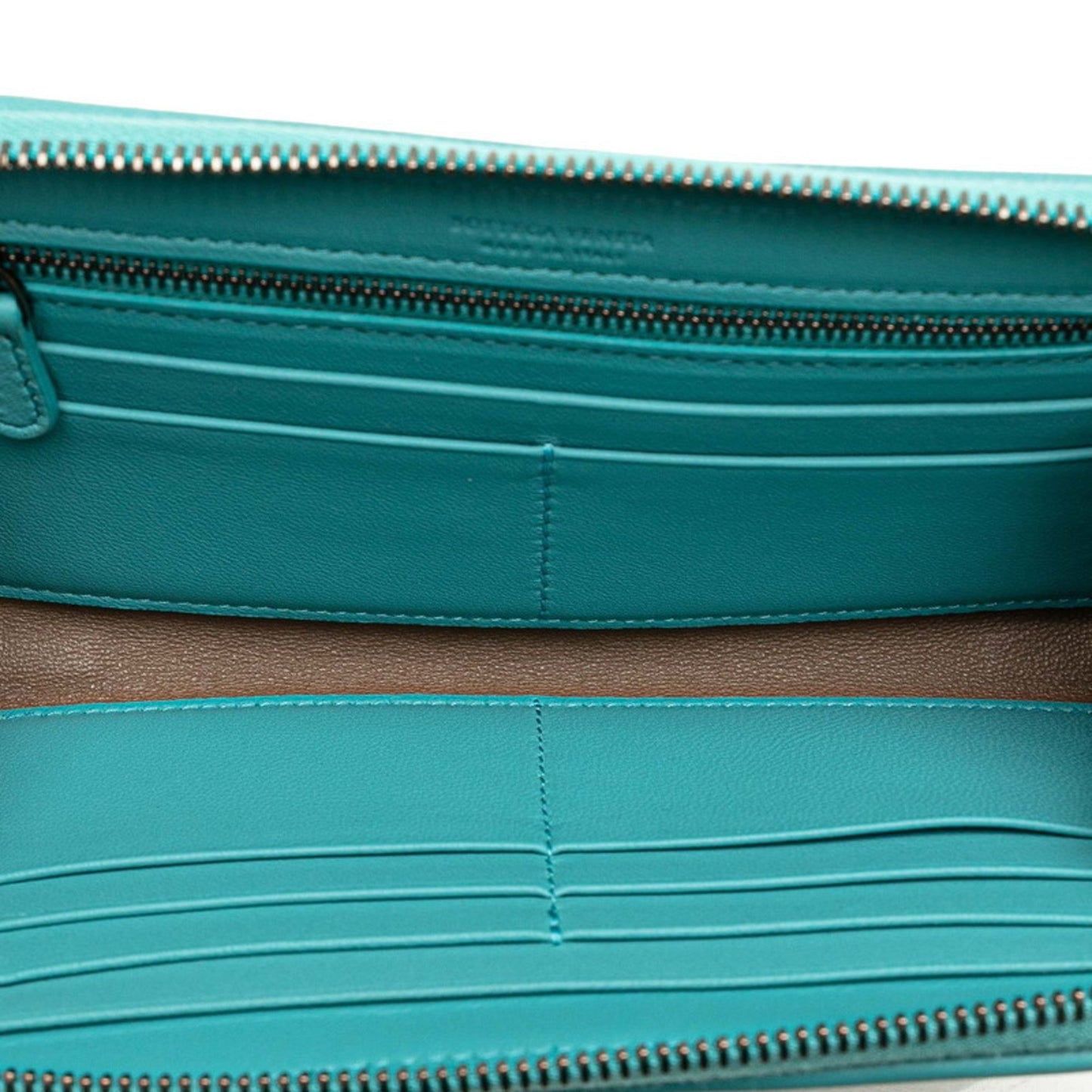 Bottega Veneta Intrecciato, Turquoise, Leather, wallet