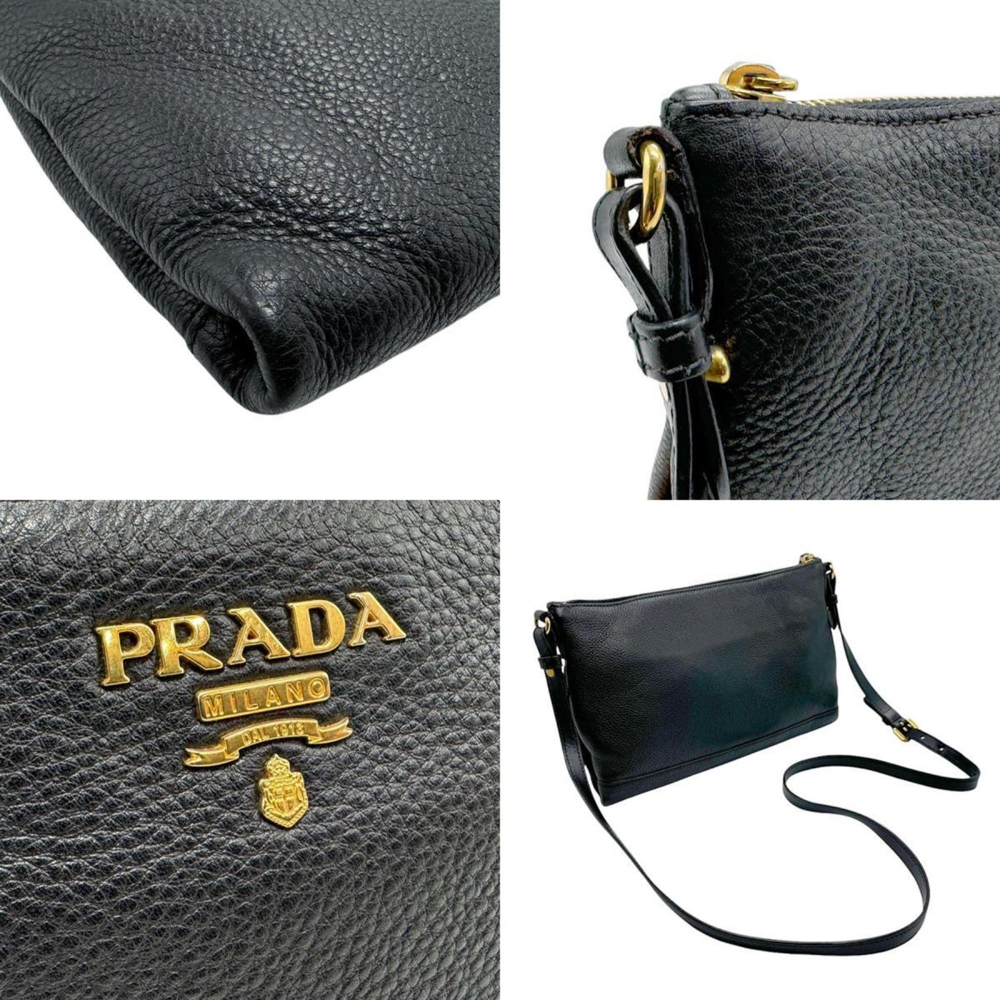 Prada Saffiano, Black, Leather, shoulder