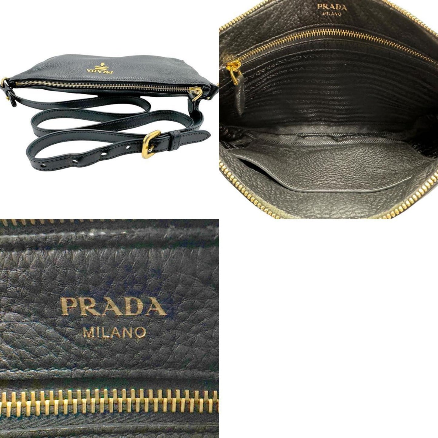 Prada Saffiano, Black, Leather, shoulder