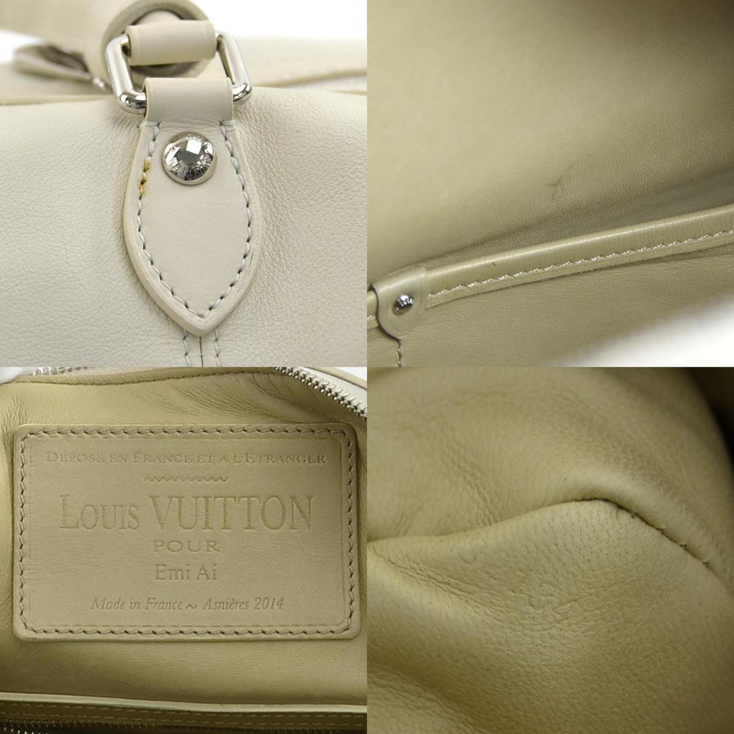 Louis Vuitton Boston, White, Leather, handbag
