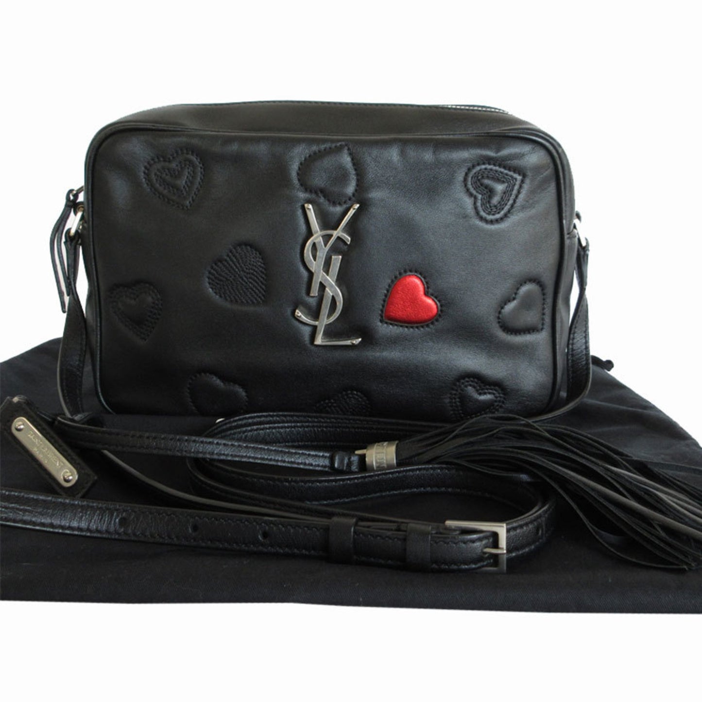Saint Laurent Loulou, Black, Leather, shoulder
