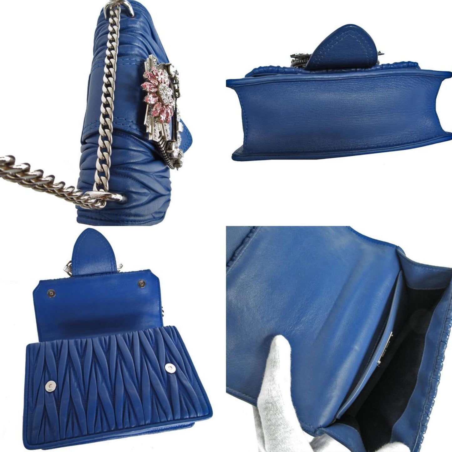 Miu Miu, Blue, Leather, shoulder