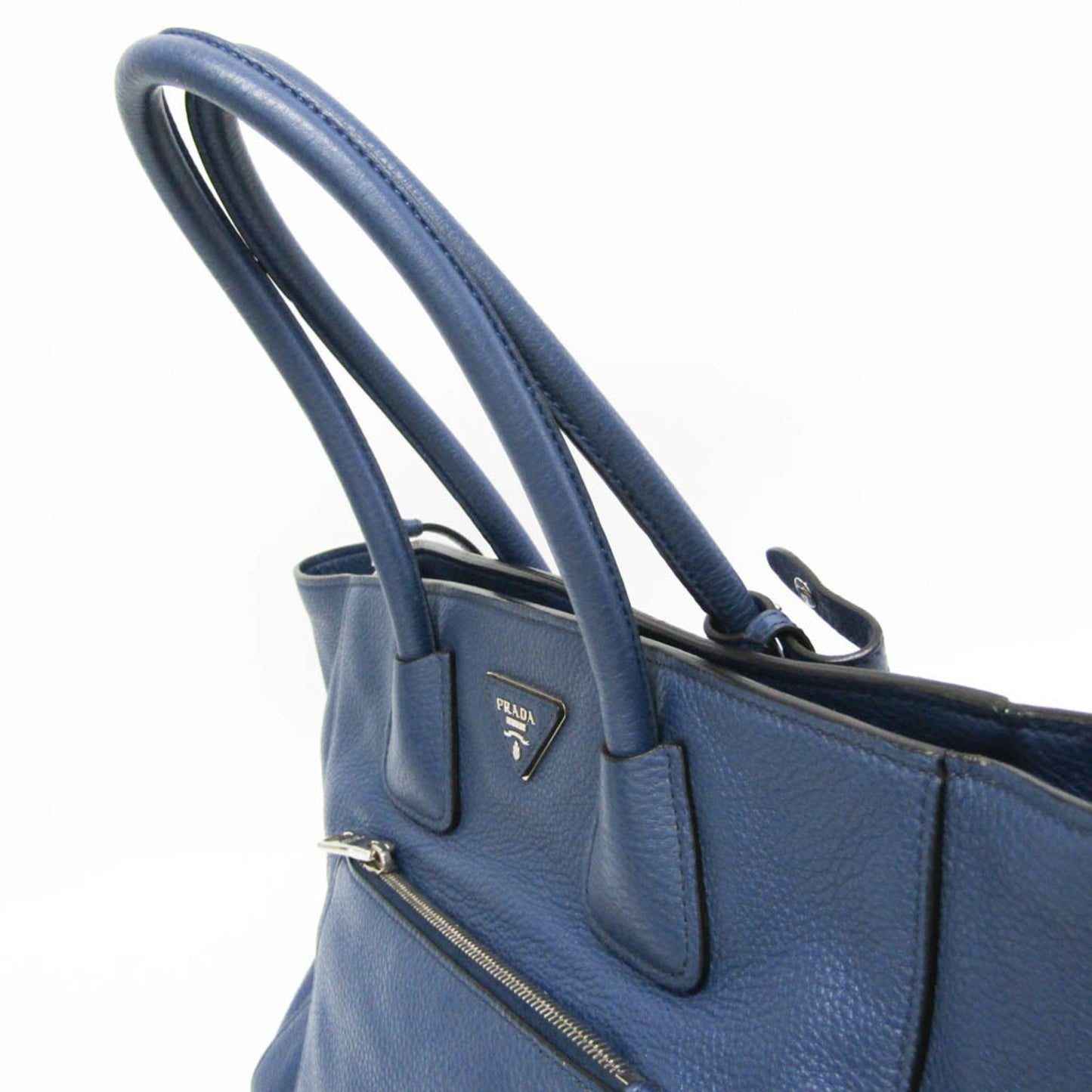 Prada Vitello phenix, Blue, Leather, tote