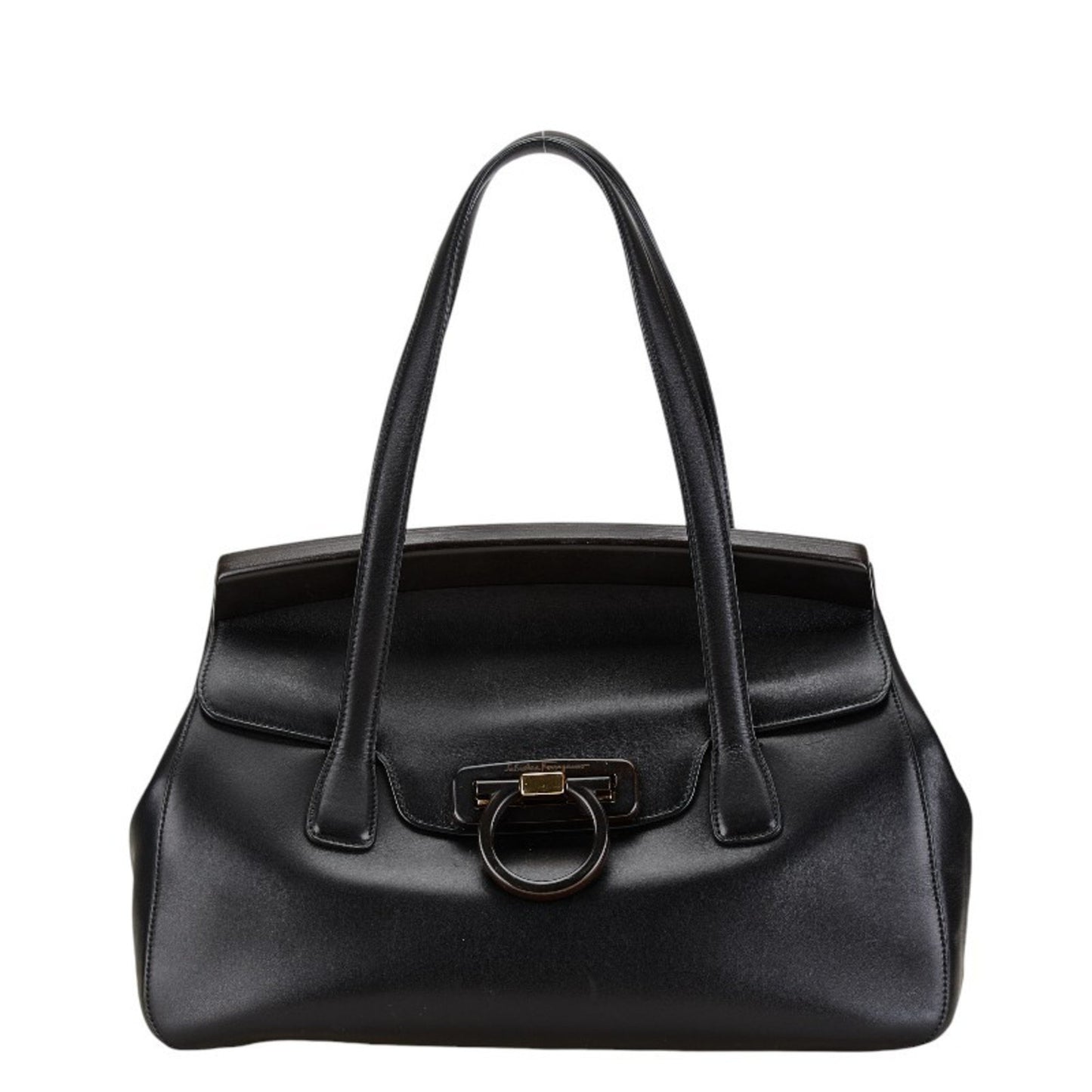 Salvatore Ferragamo Gancini, Black, Leather, tote