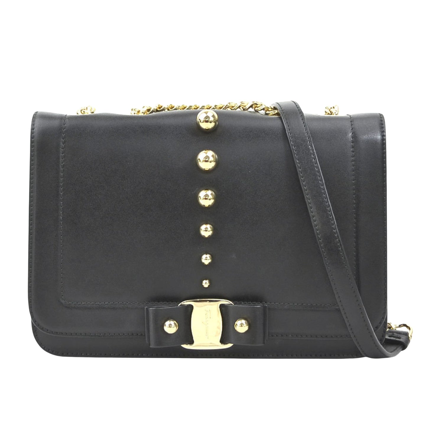 Salvatore Ferragamo Vara, Black, Leather, shoulder