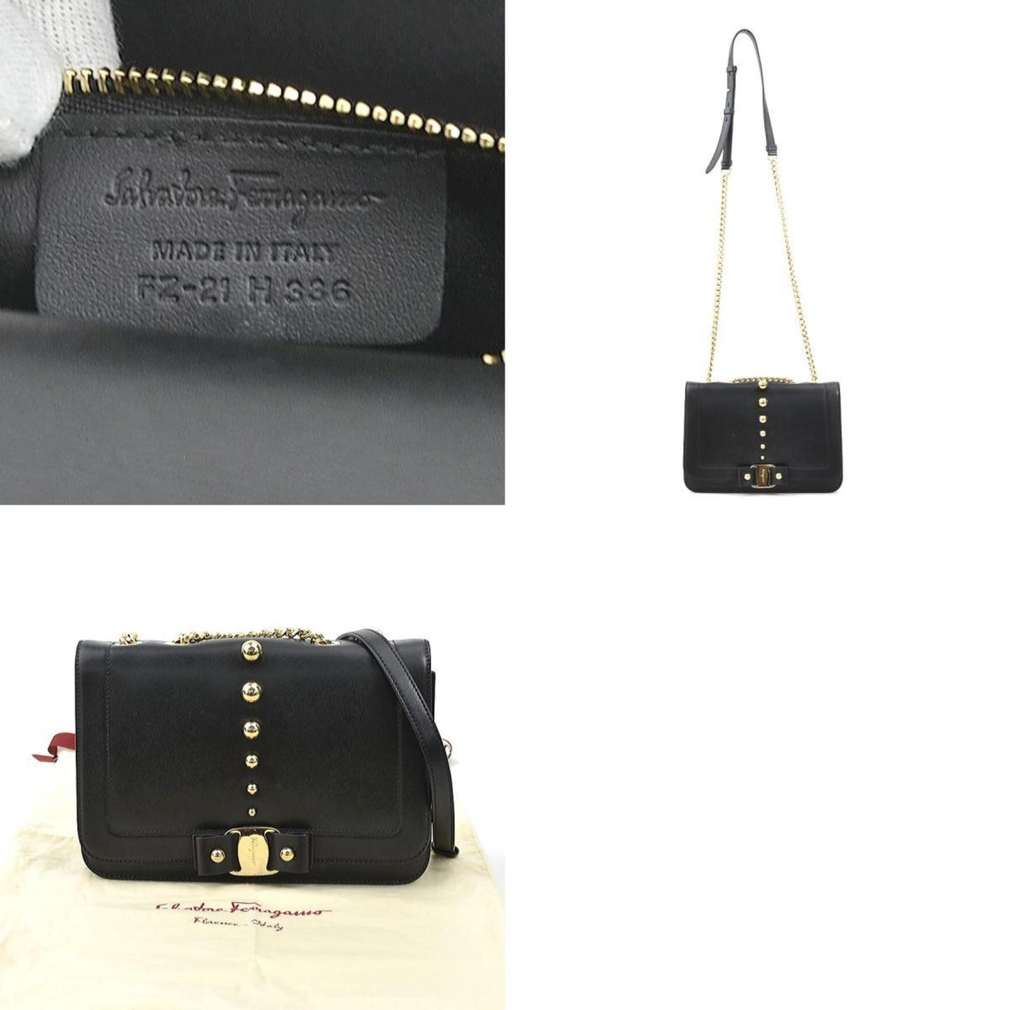 Salvatore Ferragamo Vara, Black, Leather, shoulder