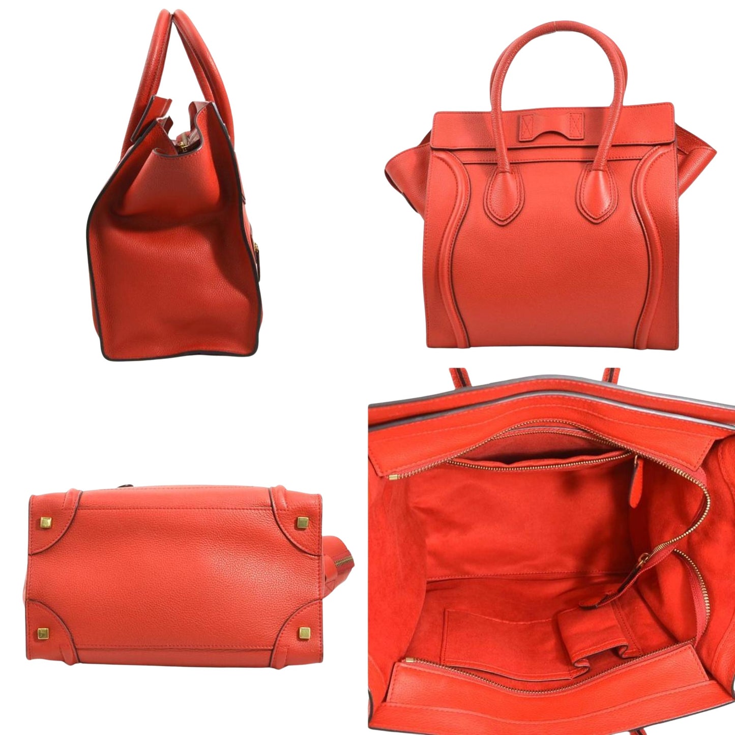 Céline, Red, Leather, handbag