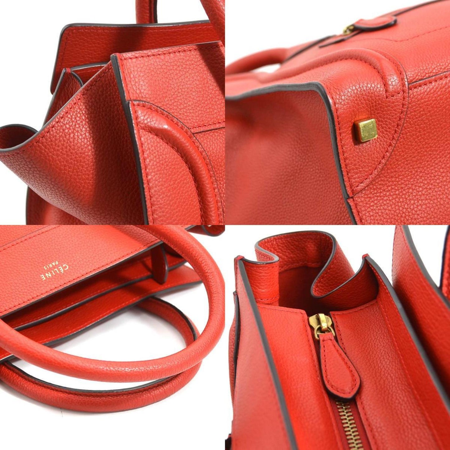 Céline, Red, Leather, handbag
