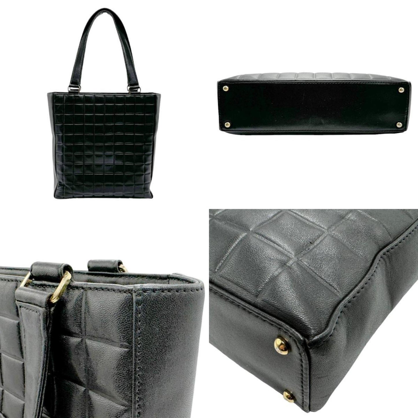 Chanel Chocolate bar, Black, Leather, handbag