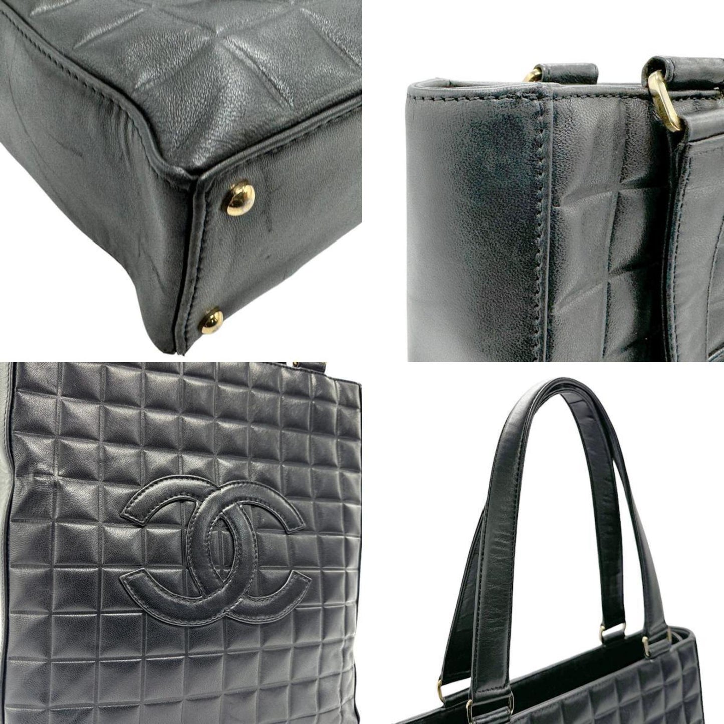 Chanel Chocolate bar, Black, Leather, handbag