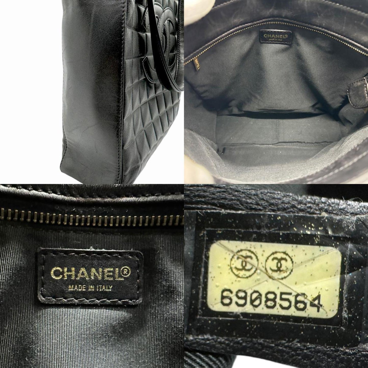 Chanel Chocolate bar, Black, Leather, handbag