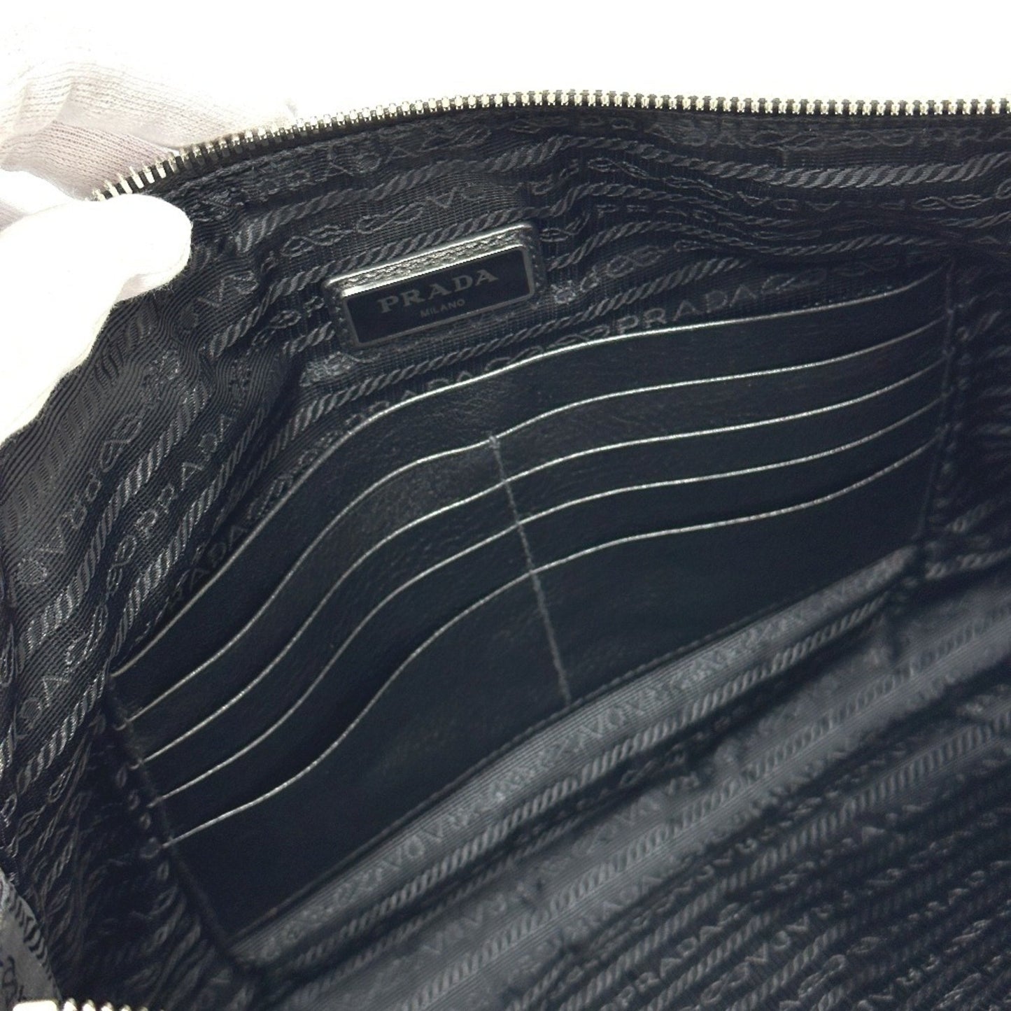 Prada, Black, Leather, clutch