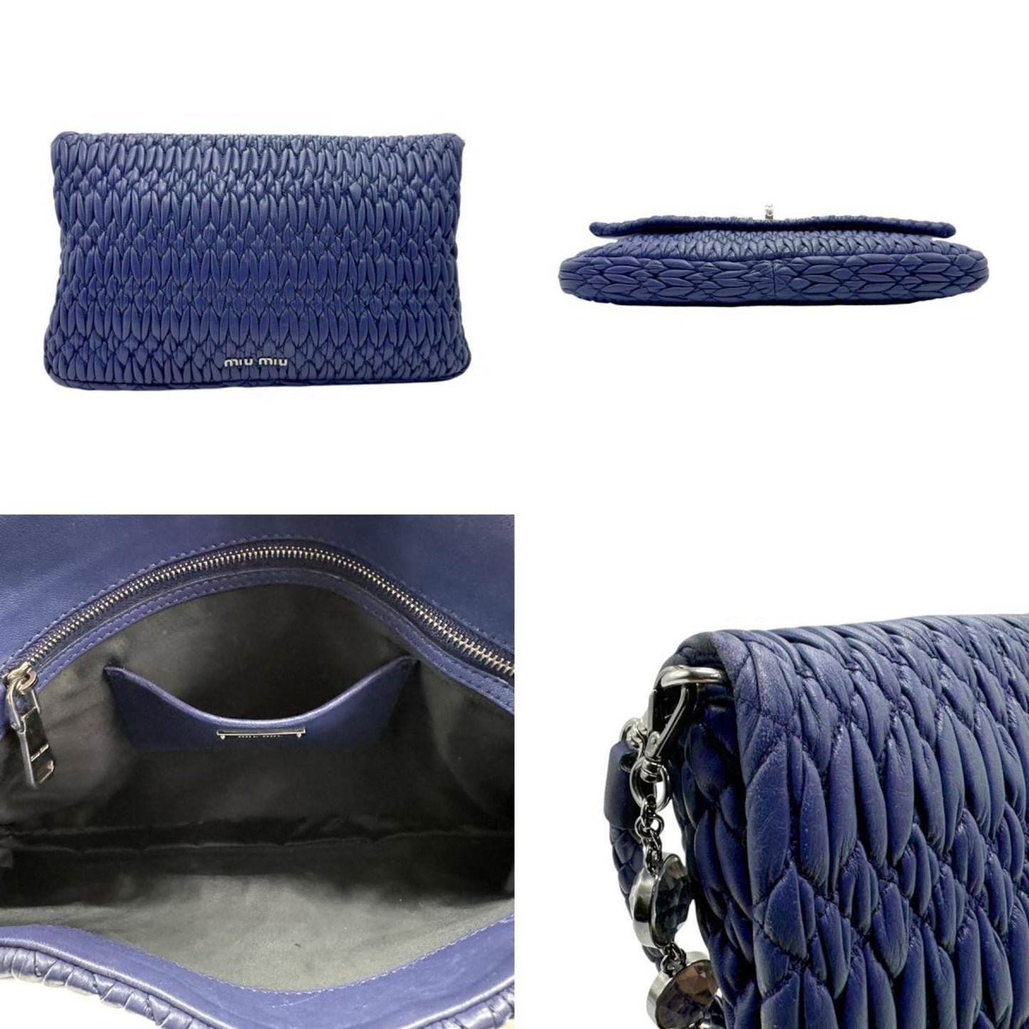 Miu Miu, Navy, Leather, shoulder