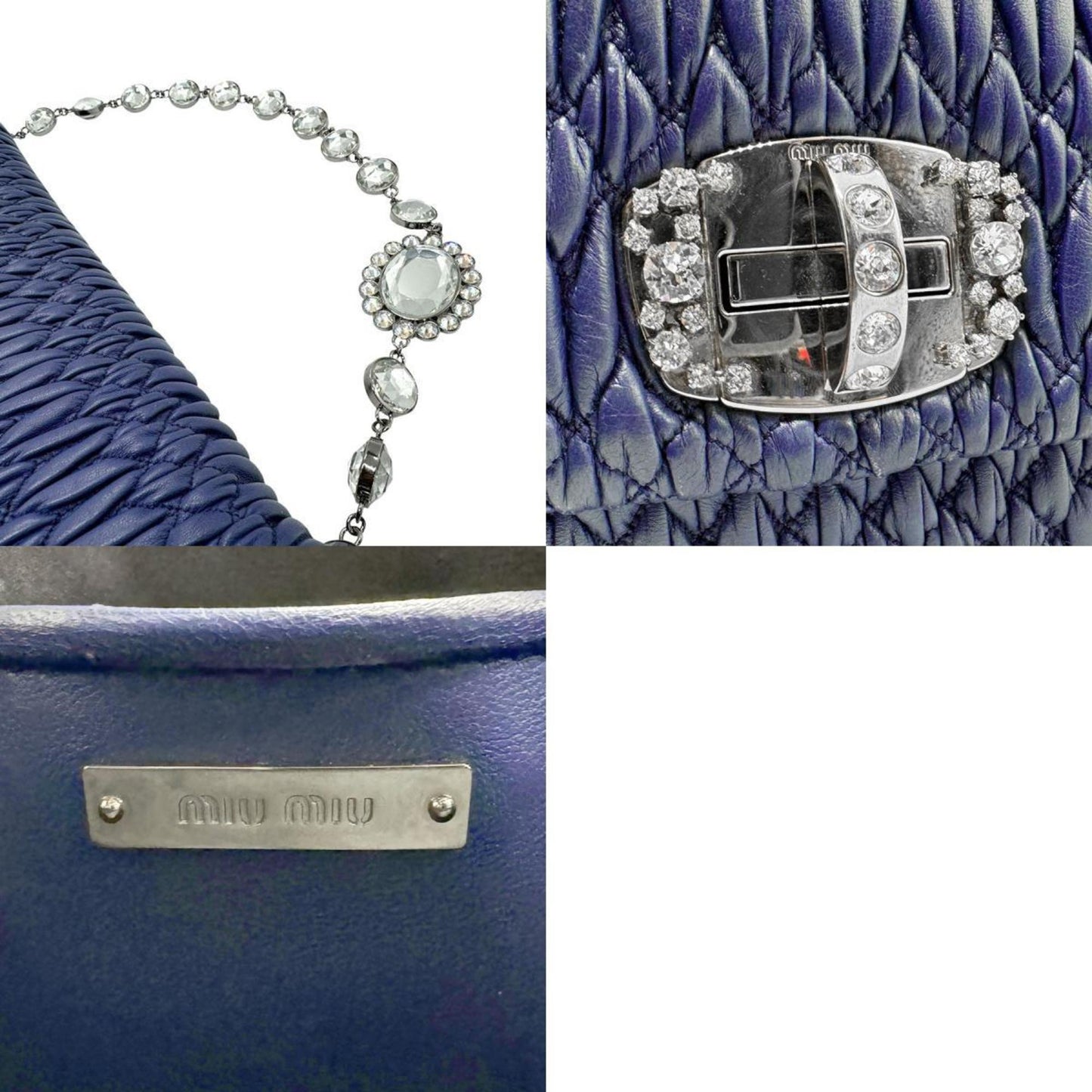Miu Miu, Navy, Leather, shoulder