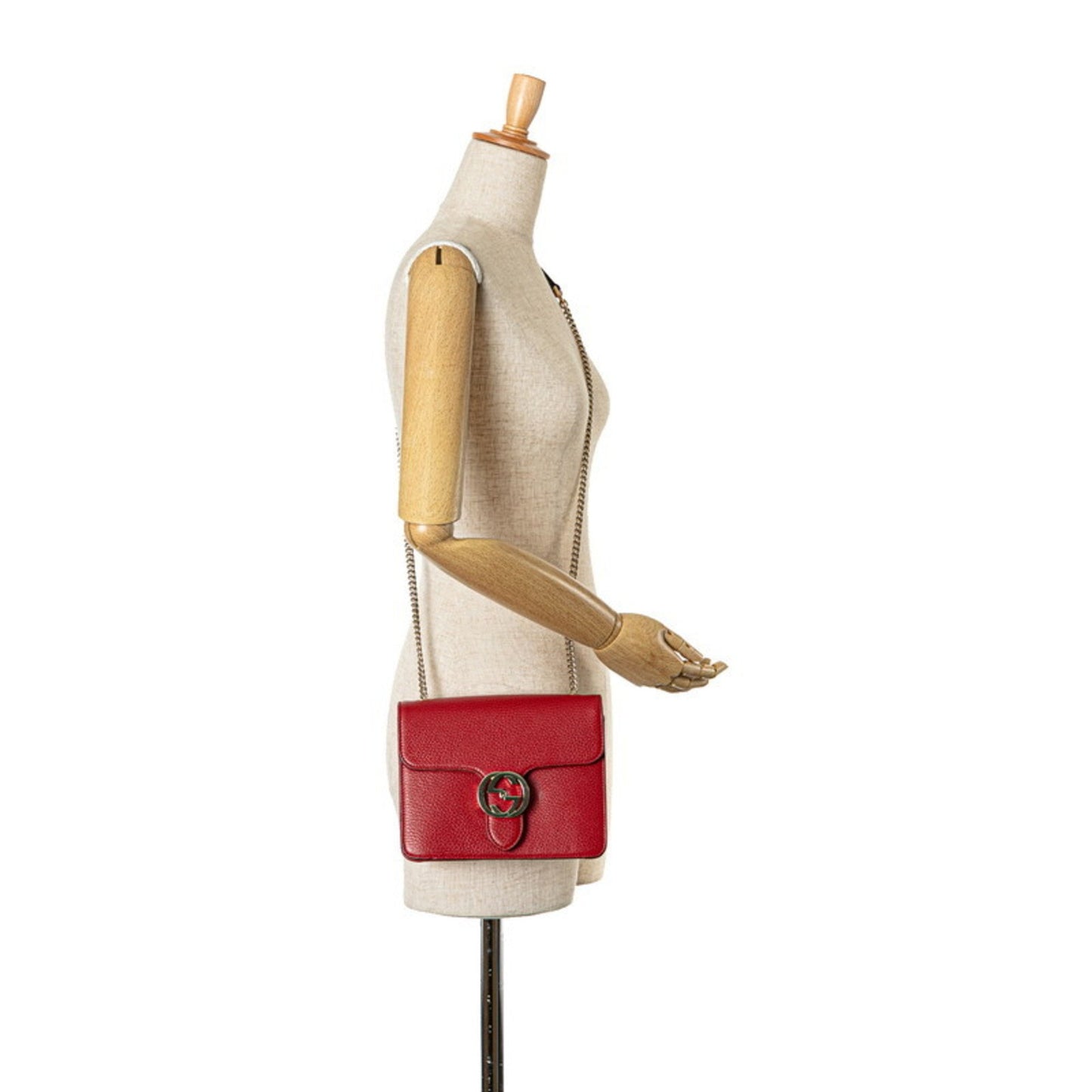 Gucci Interlocking G, Red, Leather, shoulder