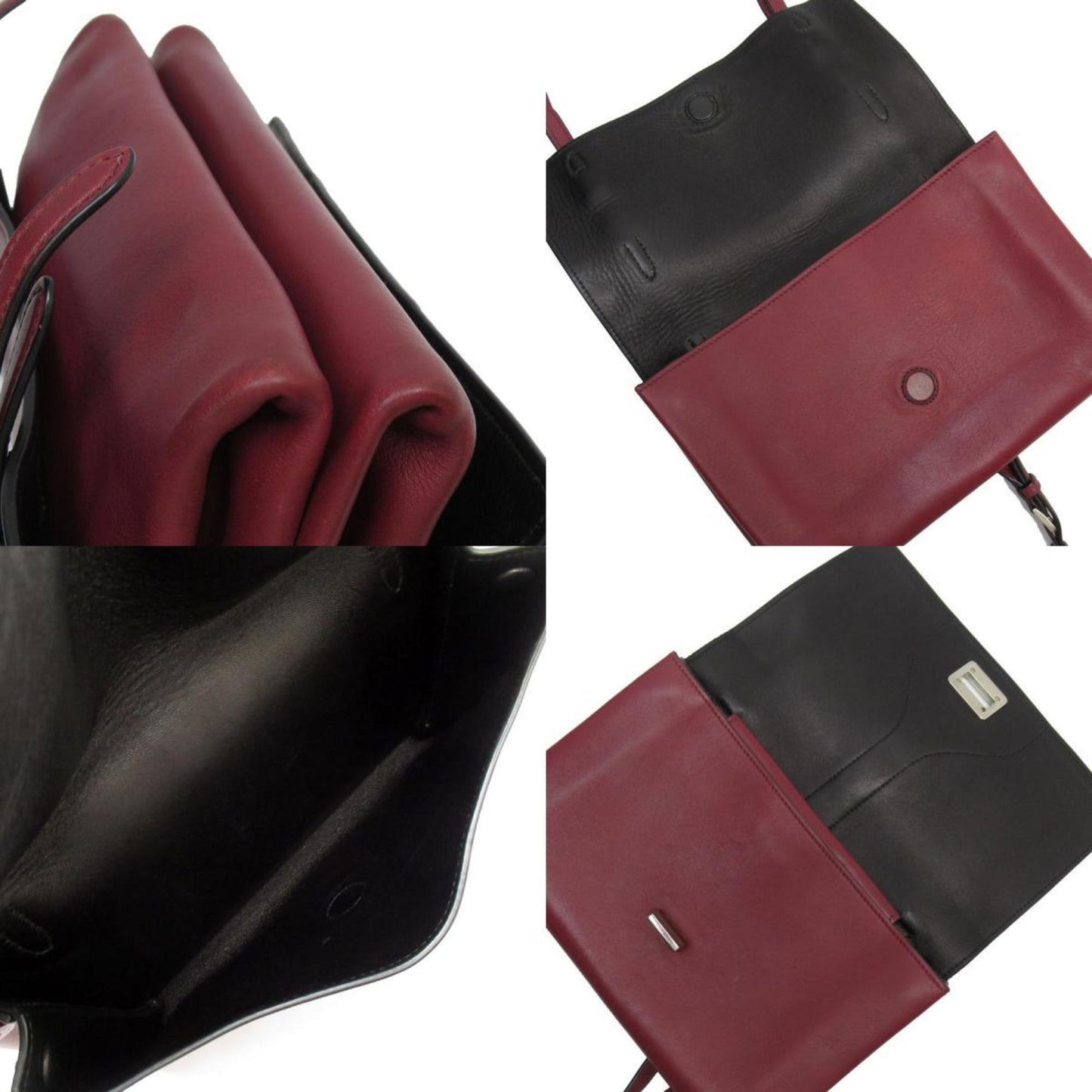 Prada Double, Burgundy, Leather, shoulder
