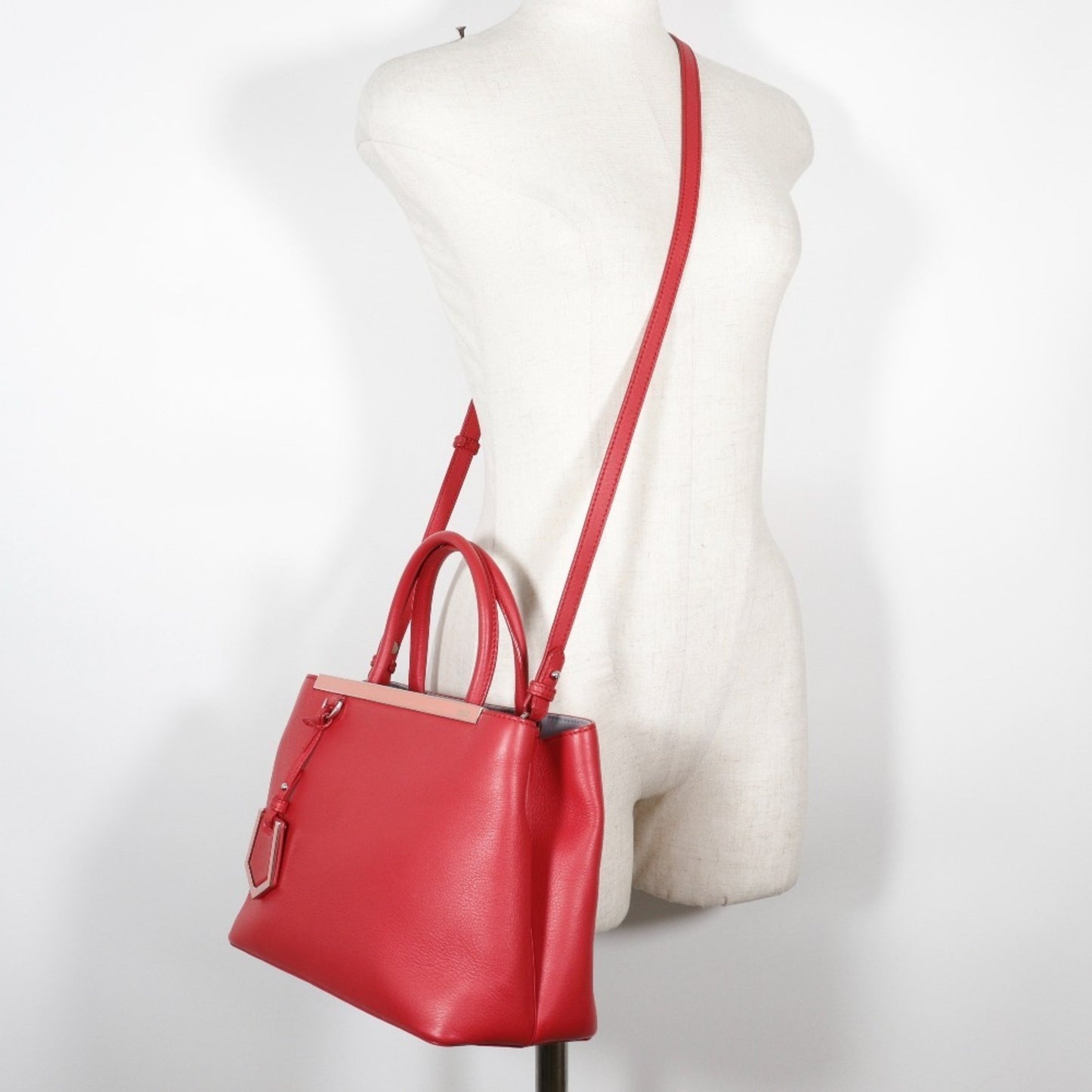 Fendi 2Jours, Red, Leather, handbag