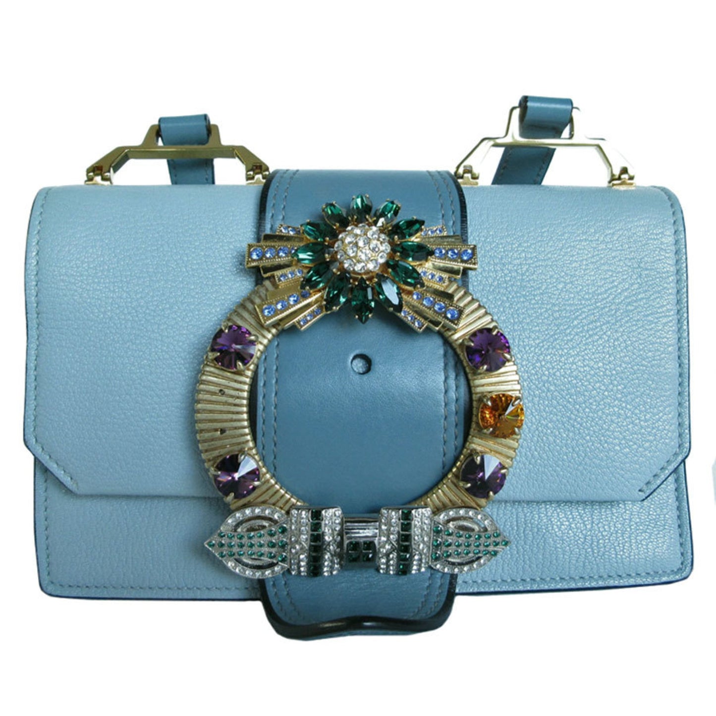 Miu Miu Miu Lady, Blue, Leather, shoulder