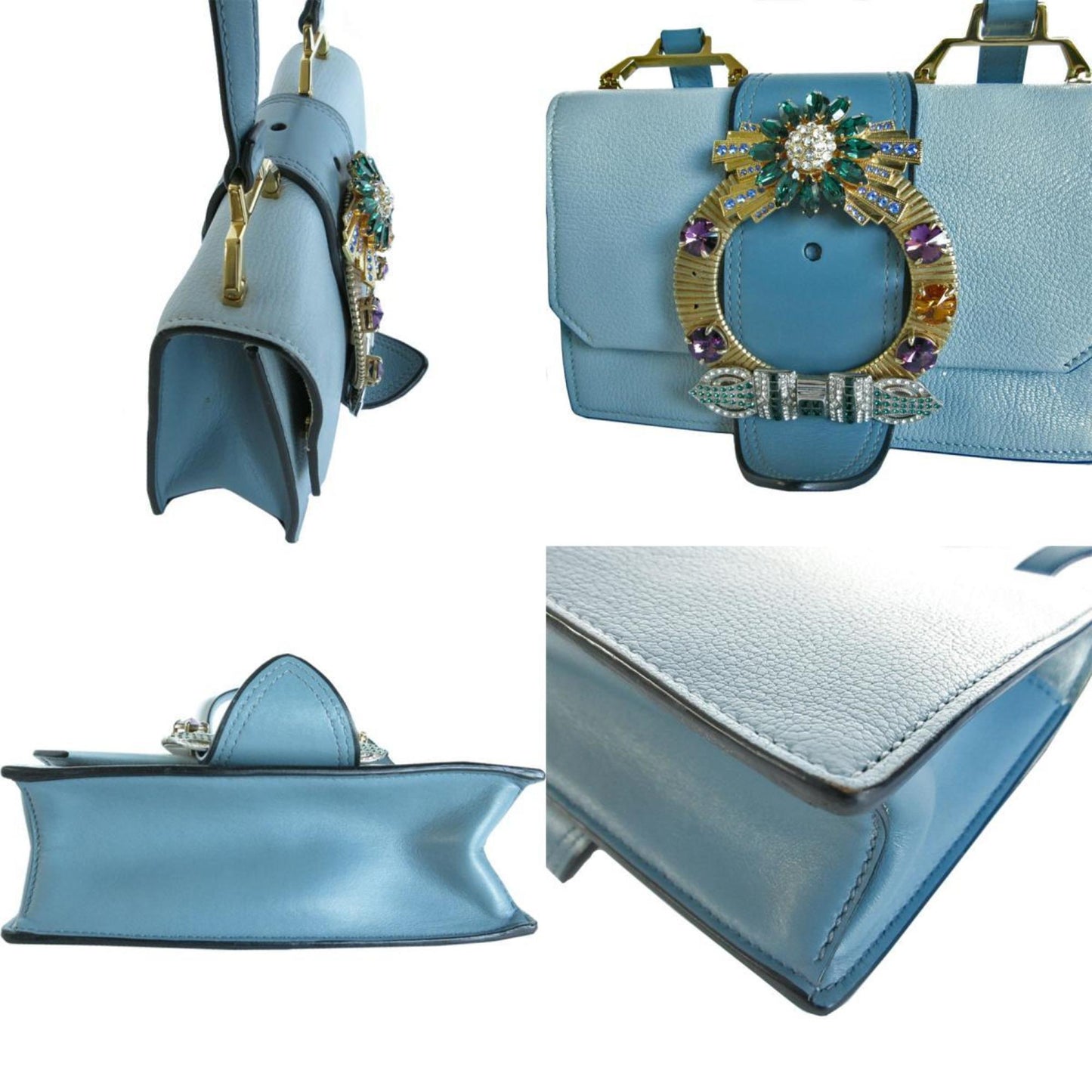 Miu Miu Miu Lady, Blue, Leather, shoulder