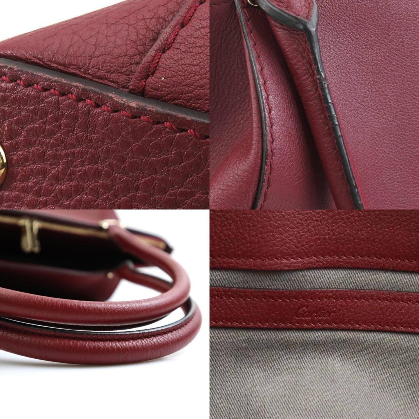 Cartier, Burgundy, Leather, handbag
