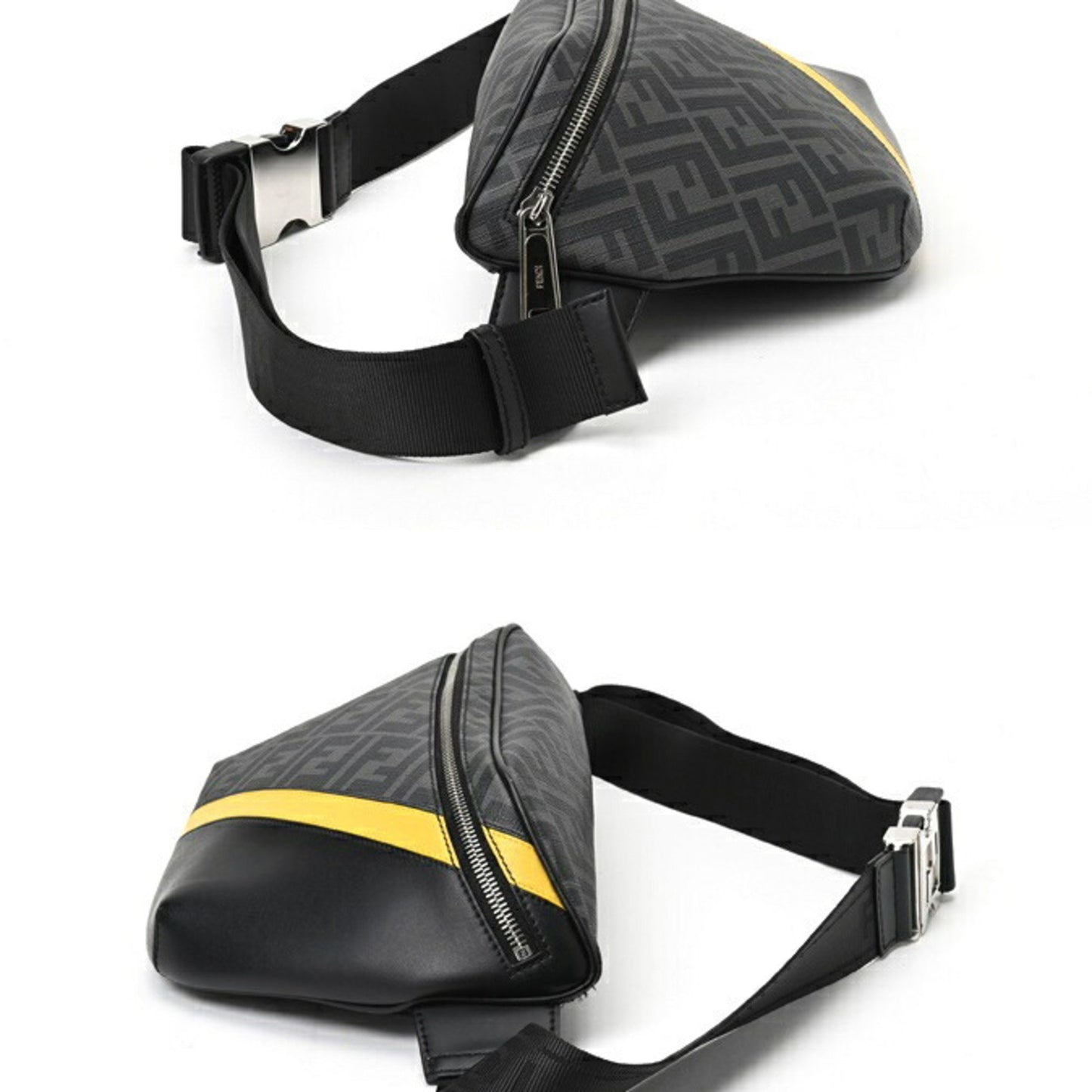 Fendi Zucca, Grey, Canvas, shoulder