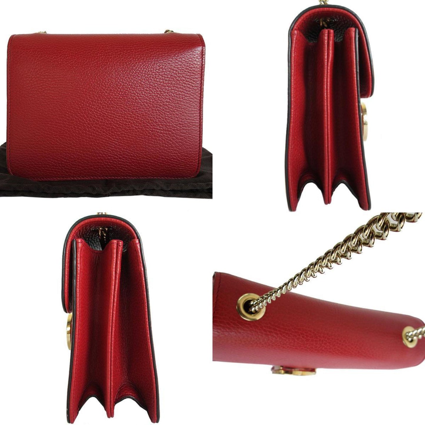 Gucci Interlocking G, Red, Leather, shoulder