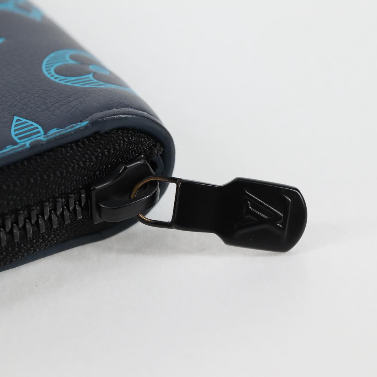 Louis Vuitton Zippy Wallet Vertical, Navy, Leather, wallet