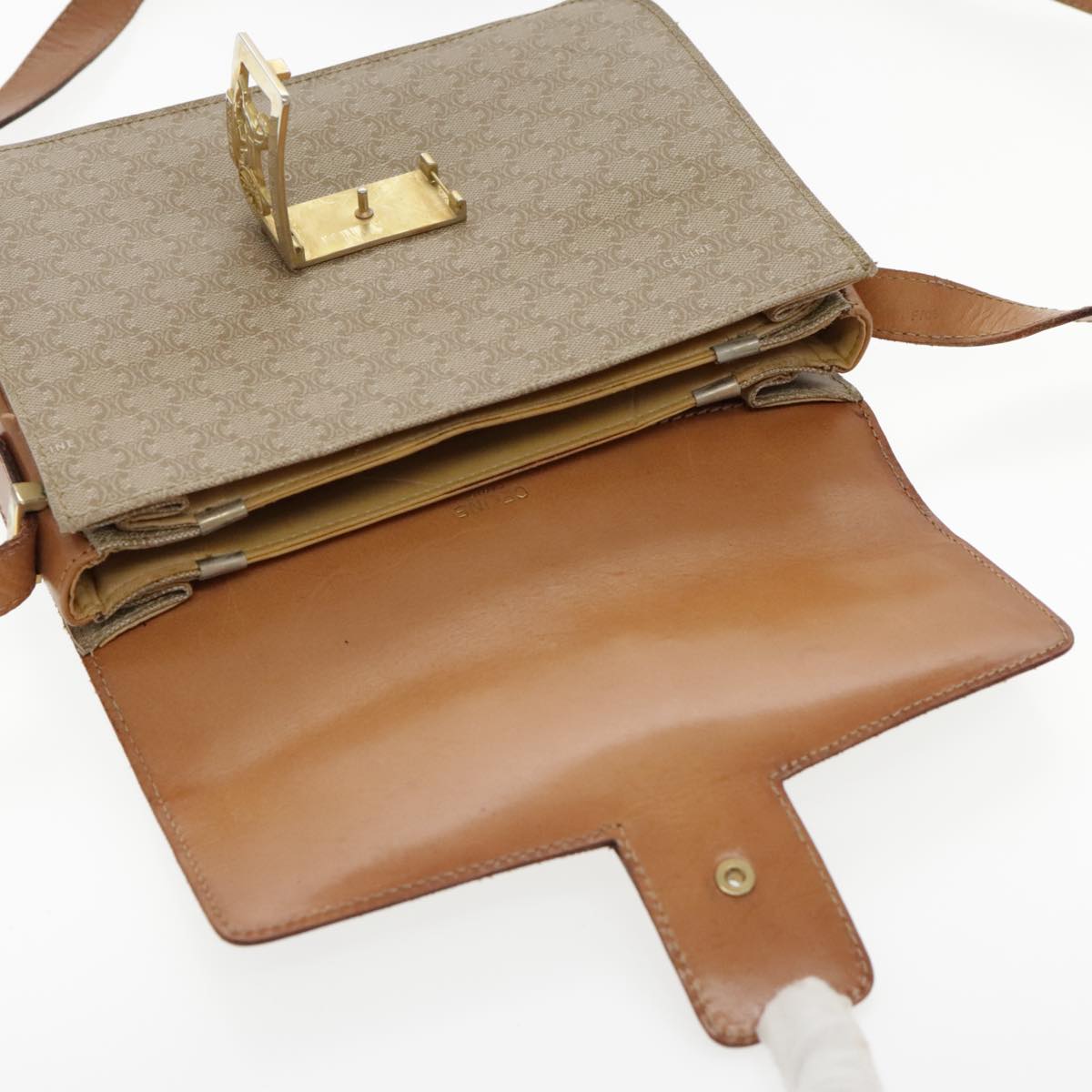 Céline Horse carriage, Beige, Canvas, shoulder