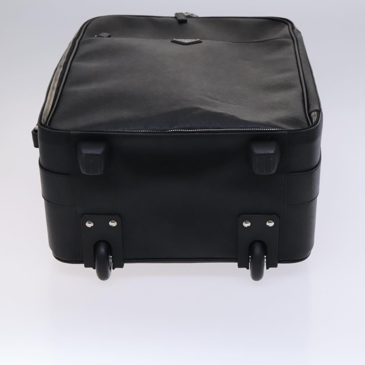 Prada Triangle Logo, Black, Leather, travel
