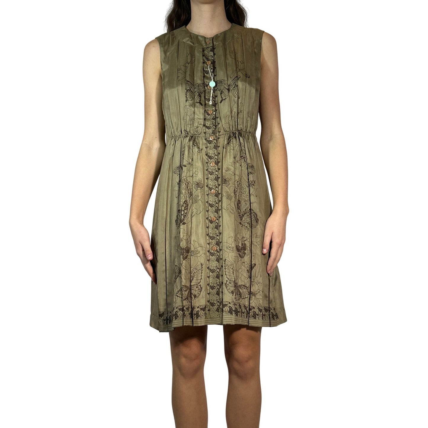 ALBERTA FERRETTI Pleated Silk Dress