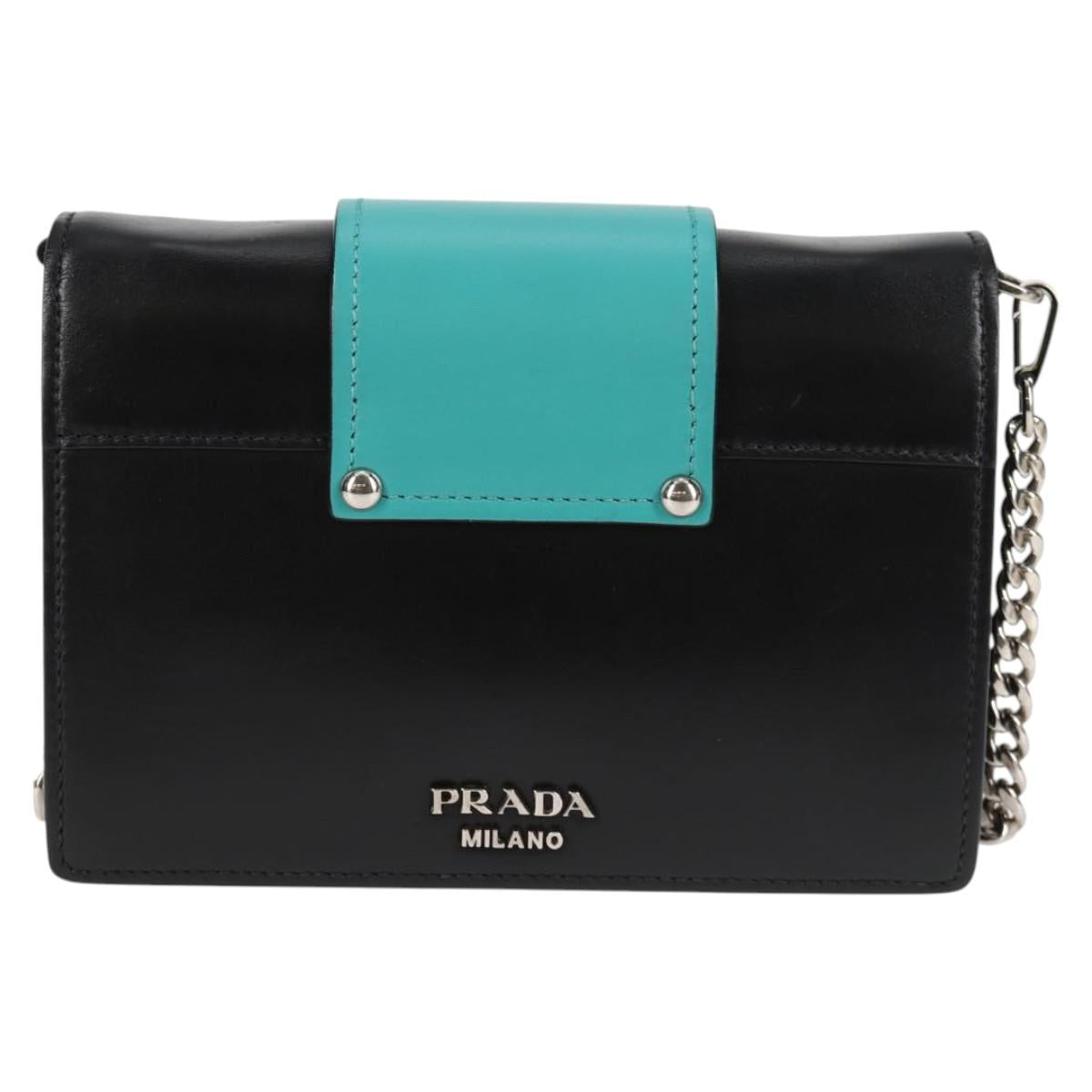 Prada Ribbon, Black, Leather, shoulder