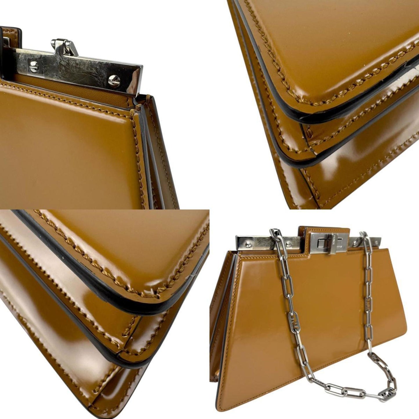Fendi Peekaboo Mini Pocket, Brown, Leather, shoulder