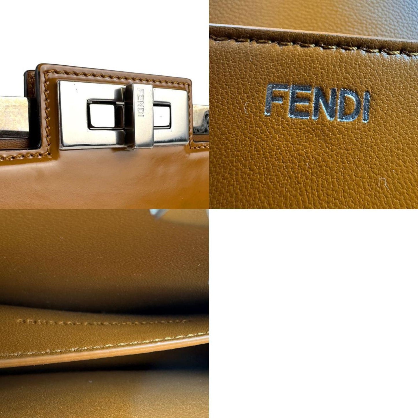 Fendi Peekaboo Mini Pocket, Brown, Leather, shoulder