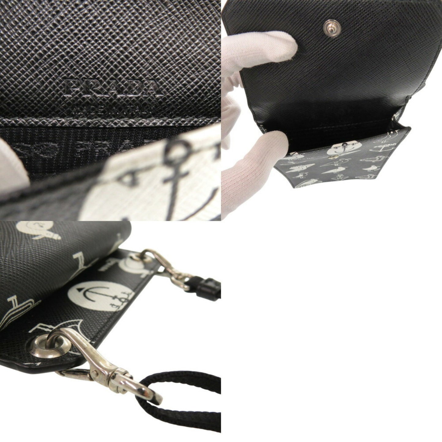 Prada Saffiano, Black, Leather, shoulder