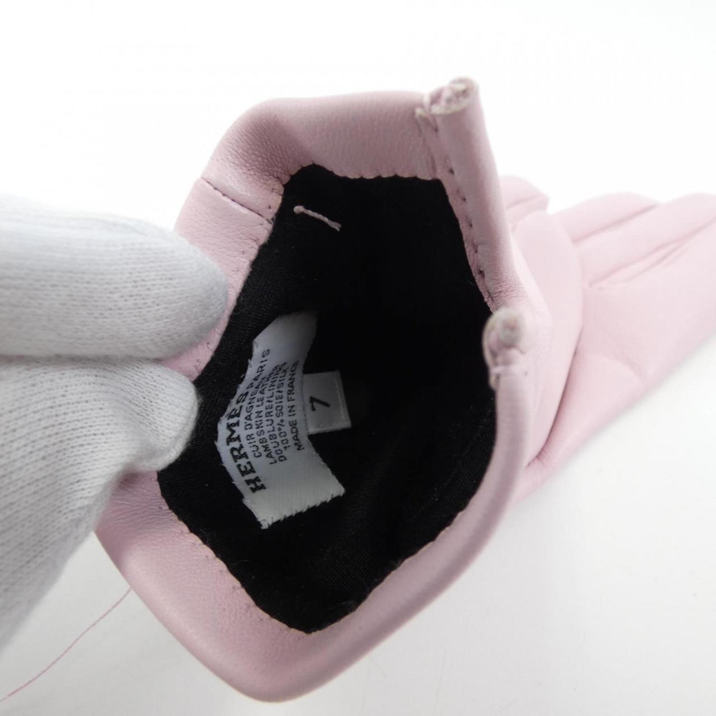 Hermès --, Pink, Leather, gloves