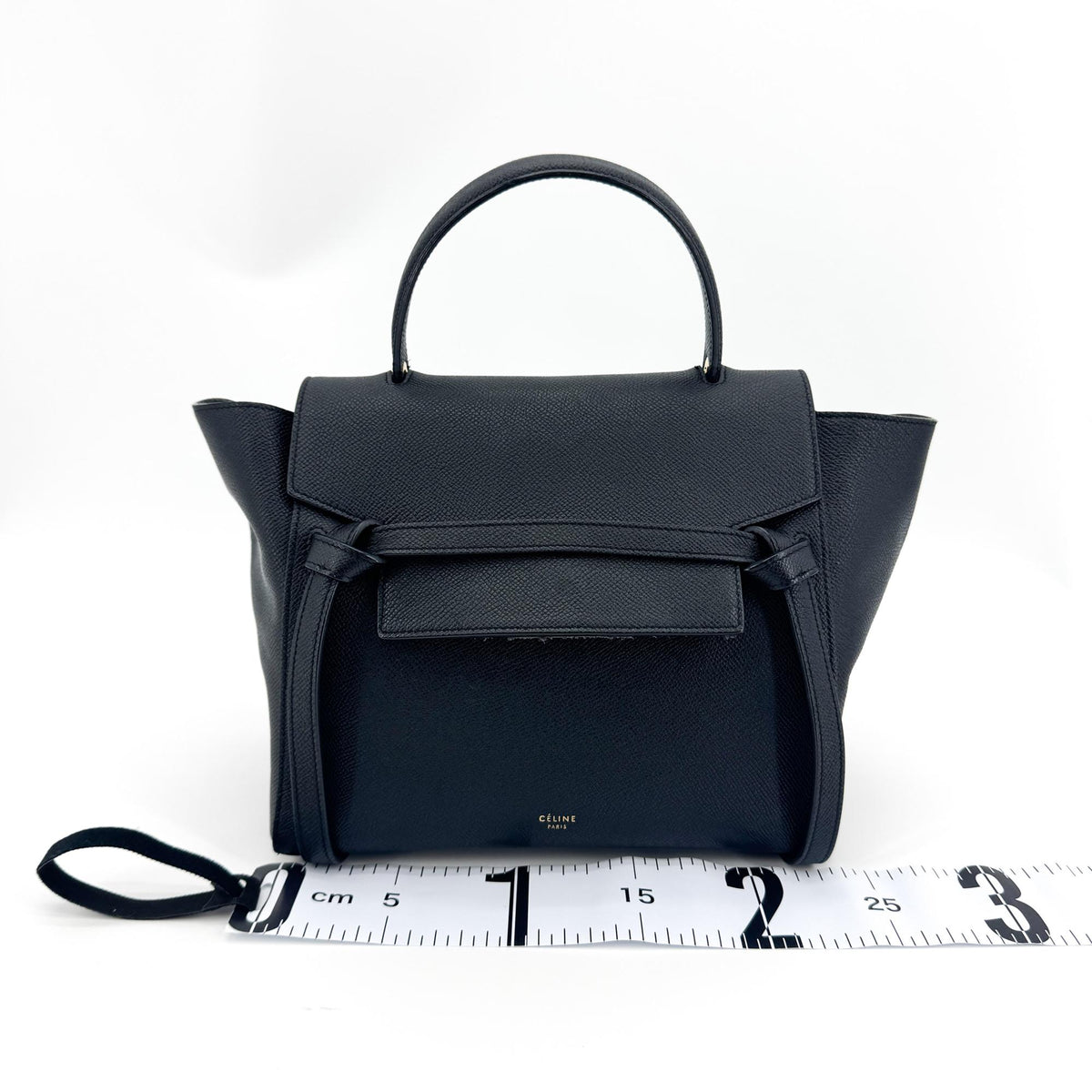 Celine Belt Calfskin, Black, Leather, Handbag
