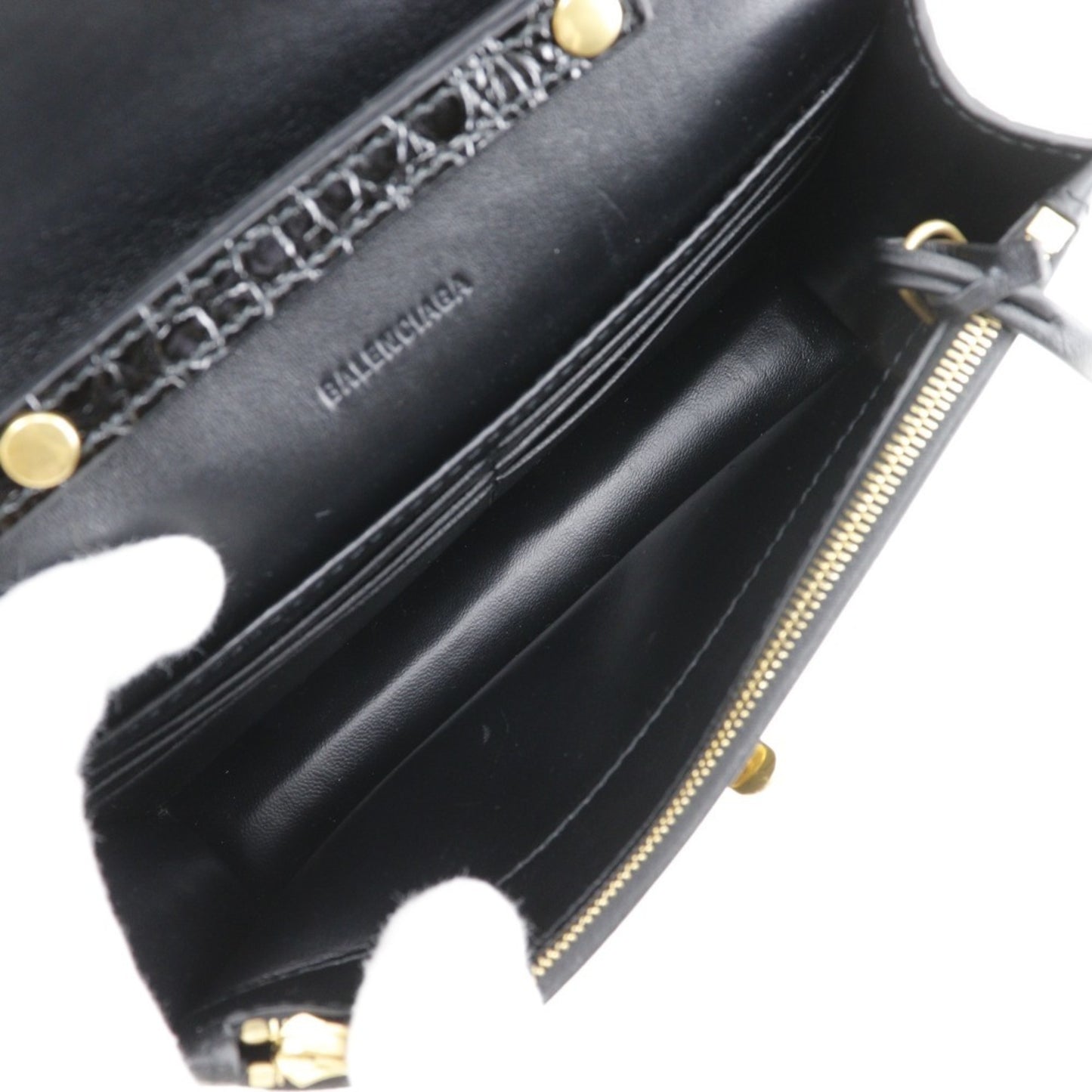 Balenciaga B, Black, Leather, clutch