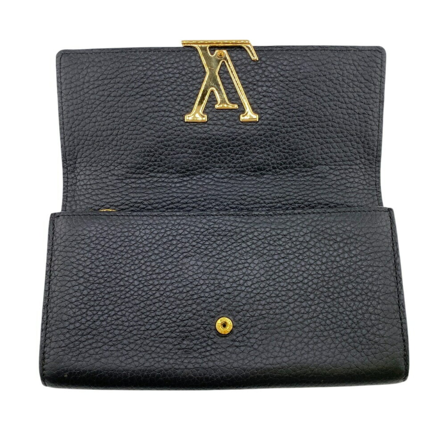 Louis Vuitton Capucines, Black, Leather, wallet