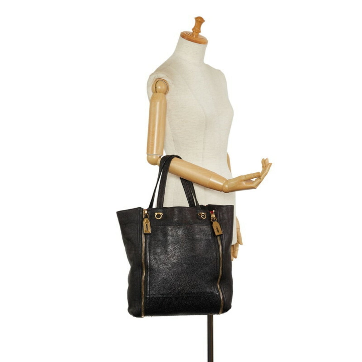 Salvatore Ferragamo Gancio, Black, Leather, tote