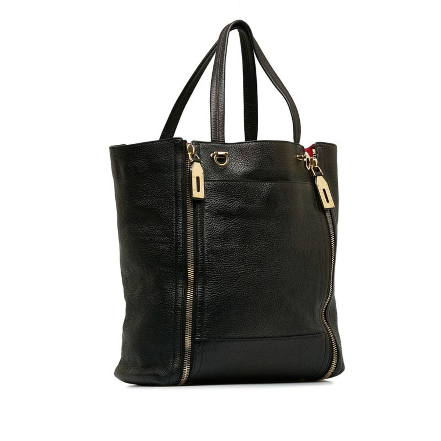 Salvatore Ferragamo Gancio, Black, Leather, tote