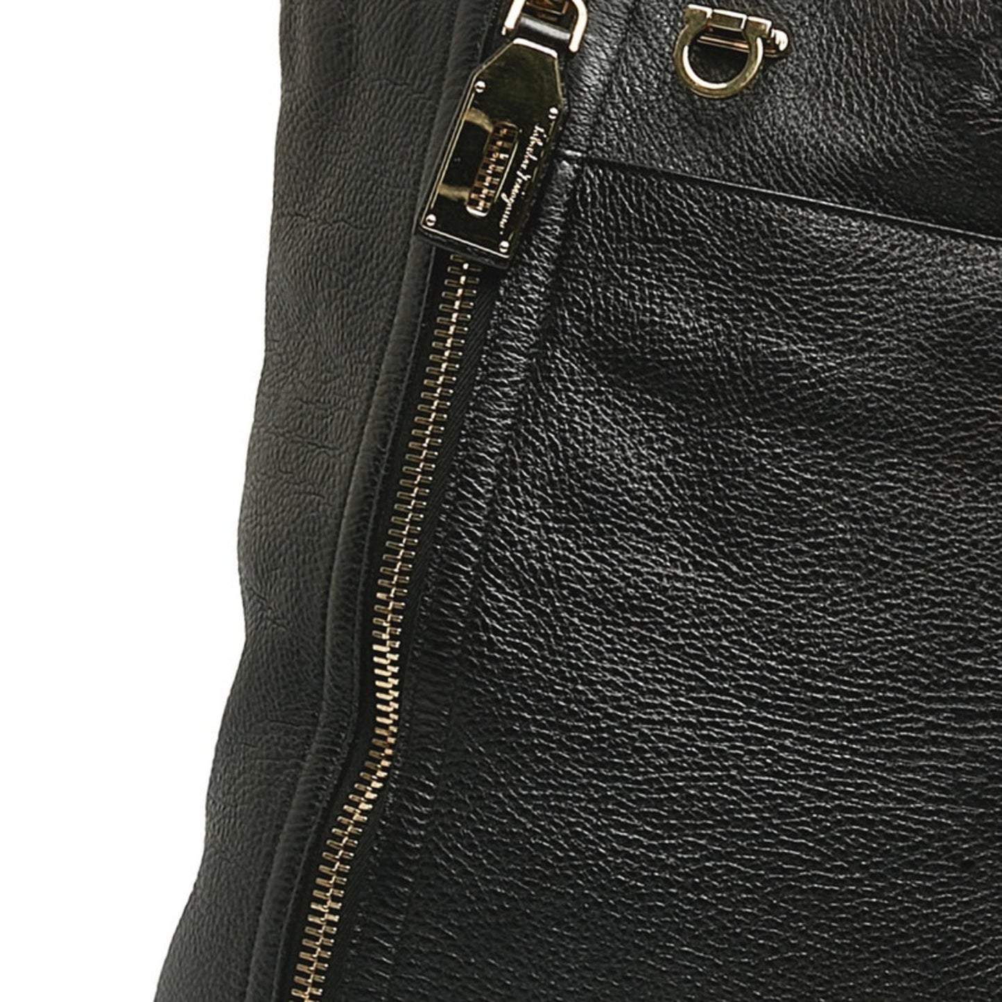 Salvatore Ferragamo Gancio, Black, Leather, tote