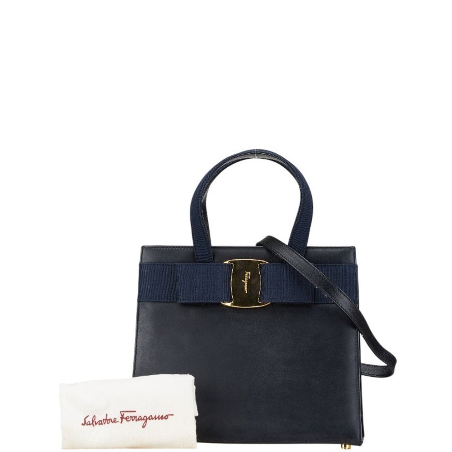 Salvatore Ferragamo Vara, Navy, Leather, handbag
