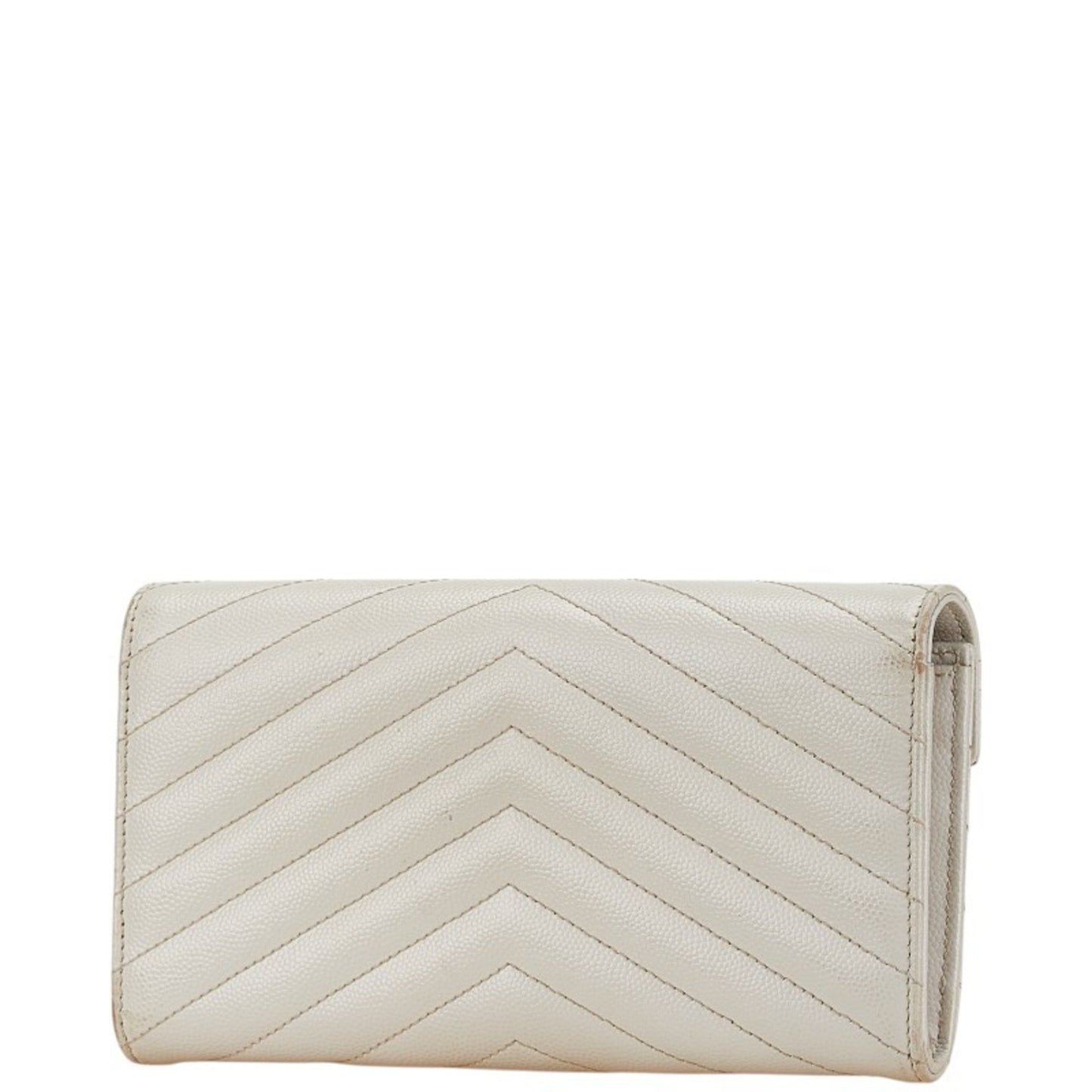 Saint Laurent Cassandre, White, Leather, wallet